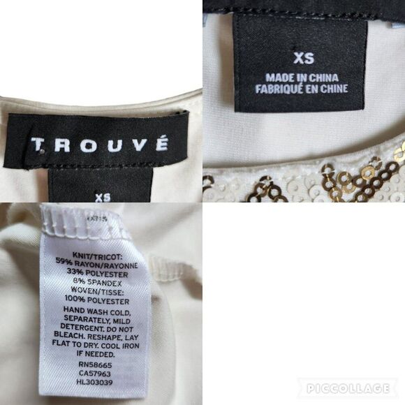 Trouve white brown cream gold sleeveless top sz XS - Picture 10 of 10